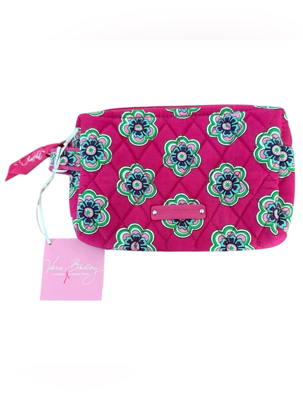 Vera Bradley Hot Pink Quilted Floral Cosmetic Pouch